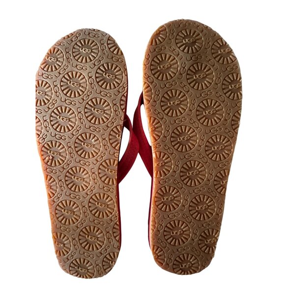 Ugg Womens Red Flip Flops Size 6 - Picture 2 of 6